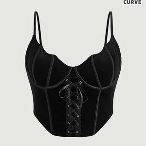 ROMWE Goth Plus Lace Up Front Cami Top Graphic Tees Women Tops Size 3X